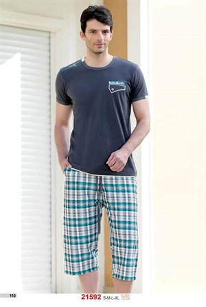 21592 Yazlık Ekoseli Pijama Takımı 