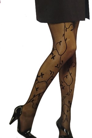 Bali Bayan Desenli Külotlu Çorap Fulya Siyah 2