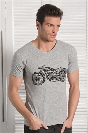Berrak Motosiklet Baskılı Erkek T-Shirt 1049