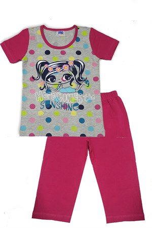 Kız Çocuk Kısa Kollu Pijama Takımı 